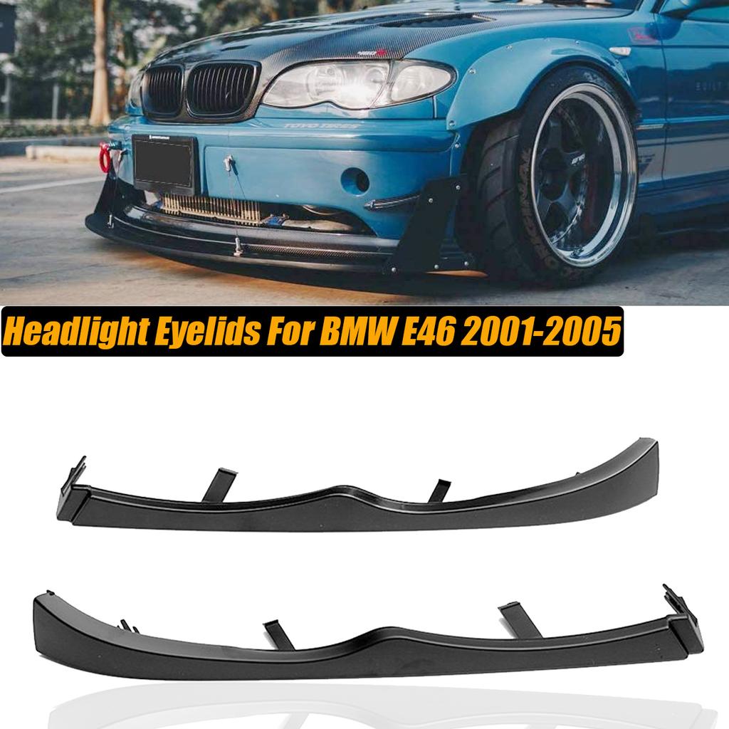 2PCS Headlight Eyelids Cover Eyebrow Molding Trim For BMW E46 330i 330Xi 325i 2001-2005 51137043410 51137043409 Car