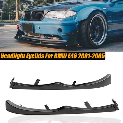 2PCS Headlight Eyelids Cover Eyebrow Molding Trim For BMW E46 330i 330Xi 325i 2001-2005 51137043410 51137043409 Car