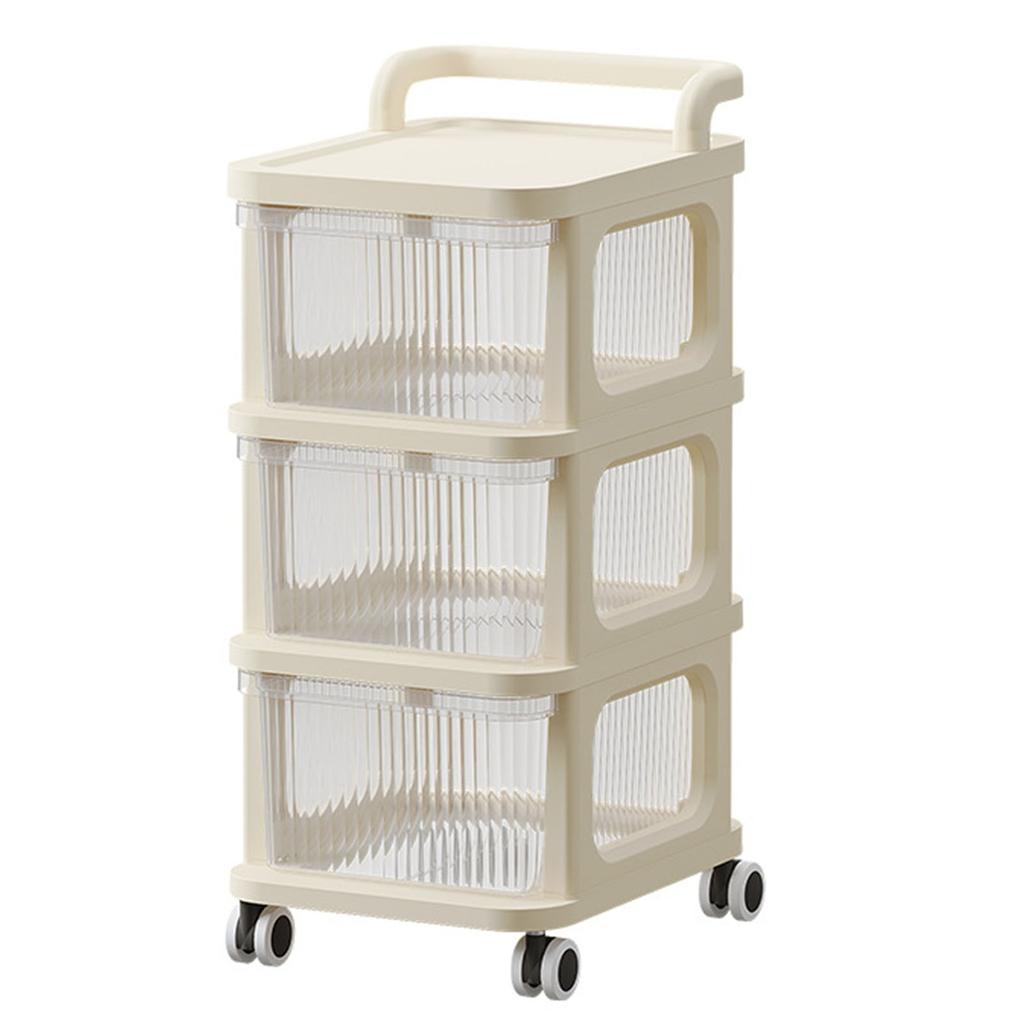 Drawer Storage Cart with Organizer Top Transparent Rolling Storage Cart with Smooth 4 Wheel Roll