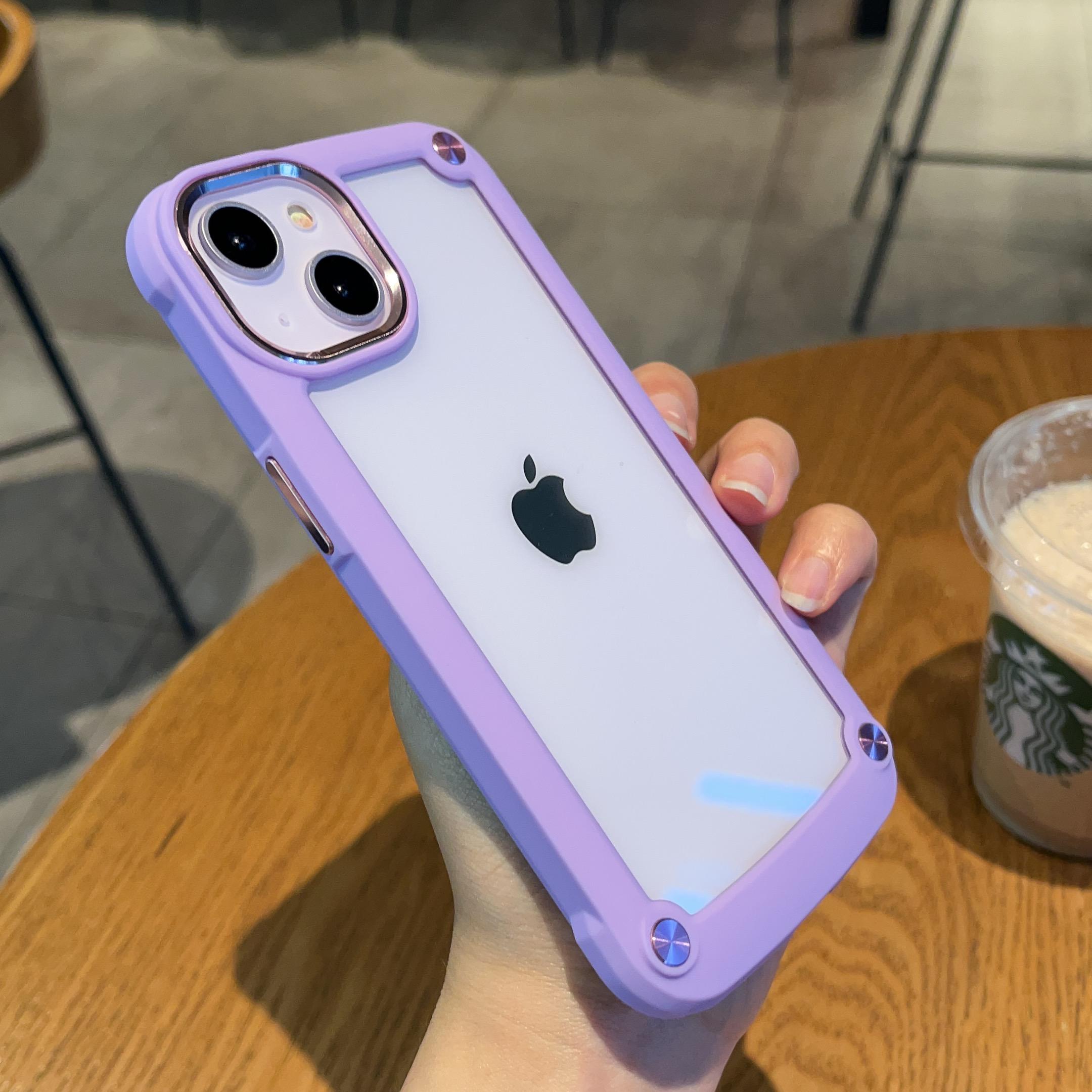 

Противоударный защитный чехол-бампер для iPhone 15 14 13 12 11 Pro Max XS XR X 7 8 Plus SE2, мягкая рамка из ТПУ, гибридный прозрачный сверхпрочный чехол For iPhone 8 Plus фиолетовый