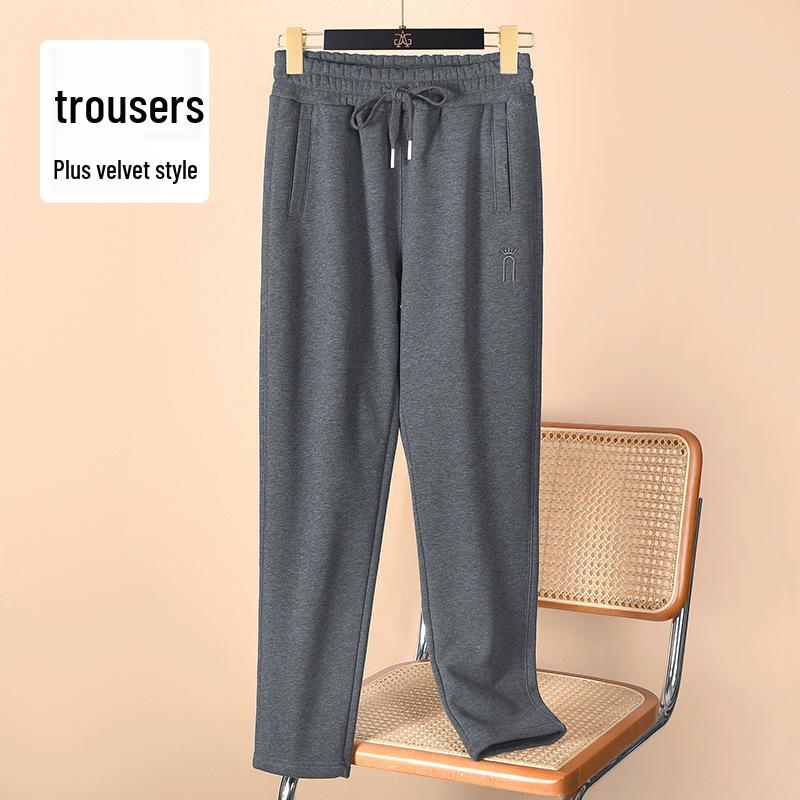 

Женские флисовые спортивные штаны для похудения: Прямой крой, Повседневный, Осень/Зима 2025 XL