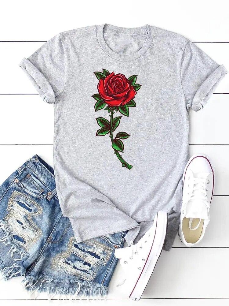 Print T-shirts Clothing Women 90s Sweet Lovely Cactus Trend T Clothes Short Sleeve Ladies Casual Fashion Female Graphic Tee