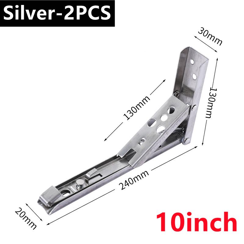 New 2PCS Folding Shelf Brackets 8-14inch Heavy Duty Stainless Steel Collapsible Shelf Table Work Space Saving DIY Bracket 2025
