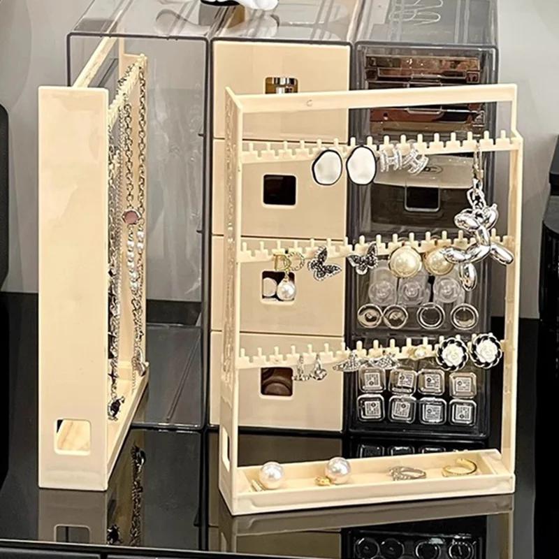 Transparent Jewelry Storage Box Earring Organizer Necklace Ring Stand Acrylic Holder Large Women Trinket Boxes Display Case