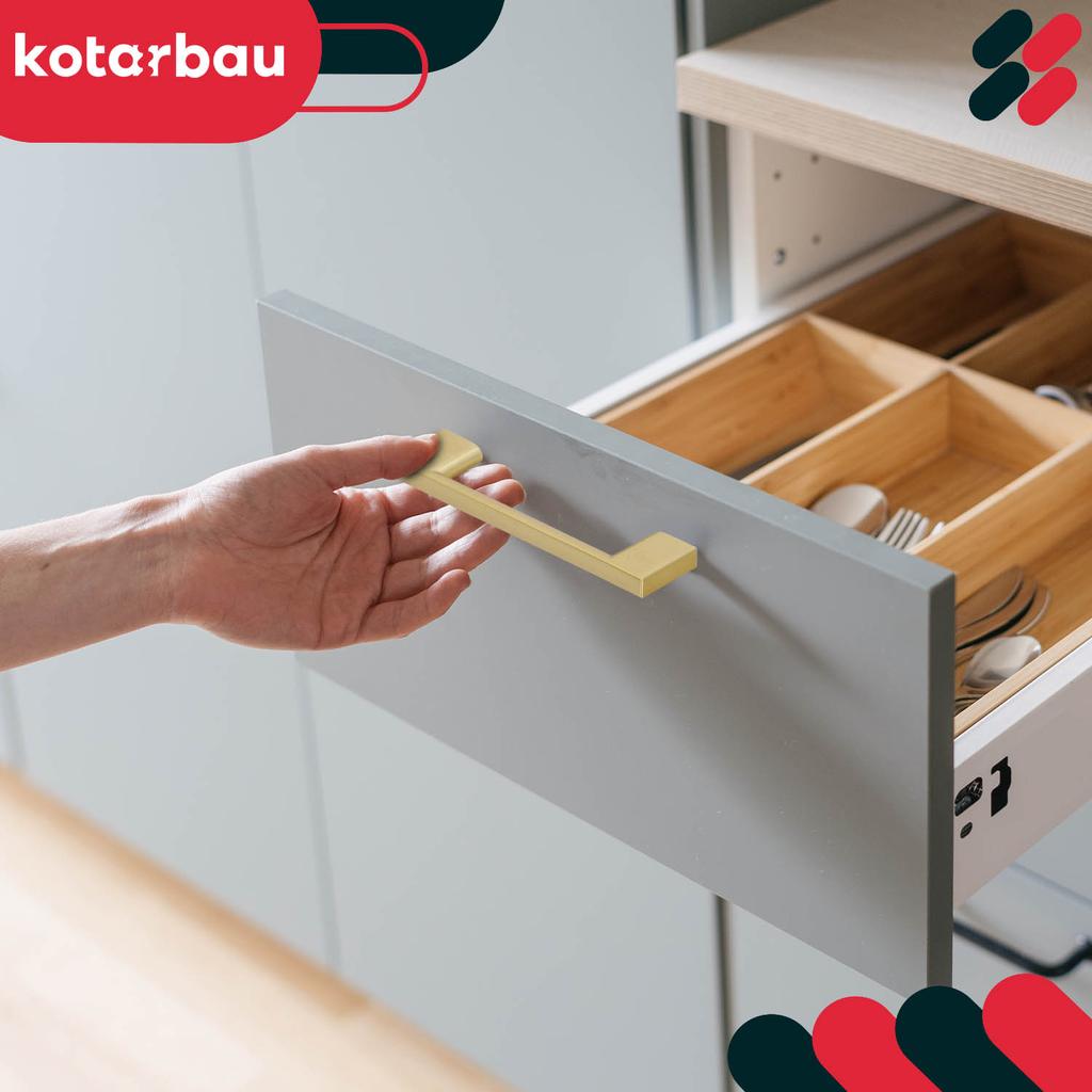 KOTARBAU® Kitchen Furniture Handle Classic Modern Oblong Long Matte Gold 126 MM Spacing 96 MM Set of 10