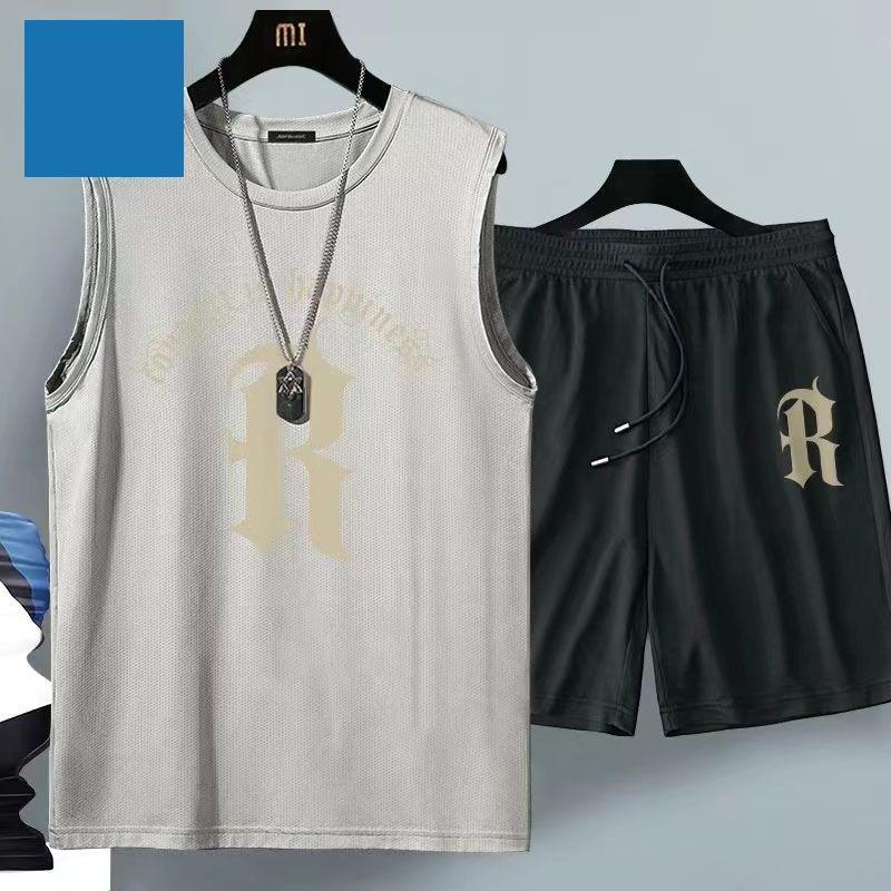 Ice Silk Sports Suit Men's Quick-drying Basketball Jersey Men's Summer Vest Shorts Gym Running Men's Suit