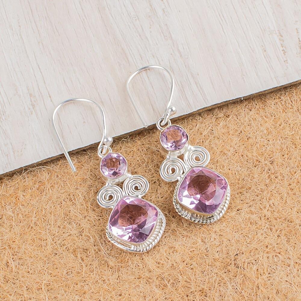 

Натуральный морганит, драгоценный камень, серебро 925 пробы, украшения ручной работы, серьги 1,12 EE-69-11