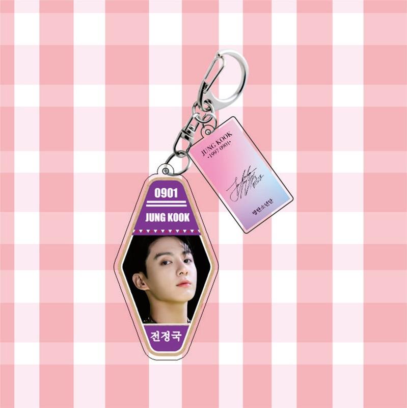 

BTS Keychain, Bangtan Boys Key Tag with Photo & Signature Charm, Kpop ARMY Fans Bag Accessory(Jin RM Suga Jimin V J-Hope Jungkook) JUNGKOOK