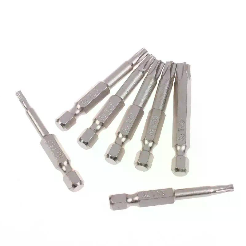 7Pcs S2 Magnetic Star Screw Driver 5 Point Screwdriver Bits 50mm 1/4" Hex Shank T10 T15 T20 T25 T27 T30 T40
