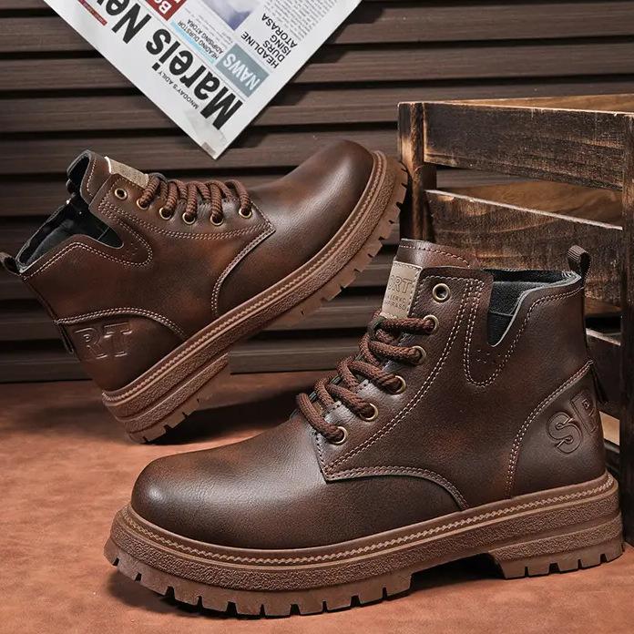 Martin boots men's winter black British style high-top knight boots men's outdoor middle-help combat training tooling leather boots