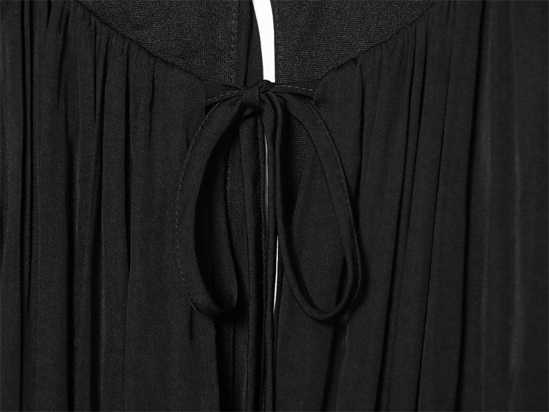 European American Style Autumn 2025 Lace-up Waist Long-Sleeved Dress