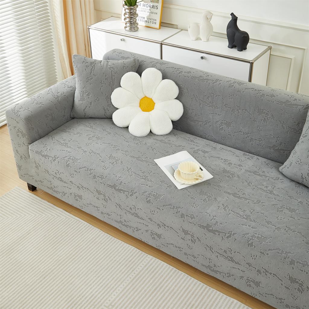 Water Repellent Thick Jacquard Solid Polar Fleece Sofa Cover for Living Room Elastic Universal 1/2/3/4 Seater Sofa Slipcover
