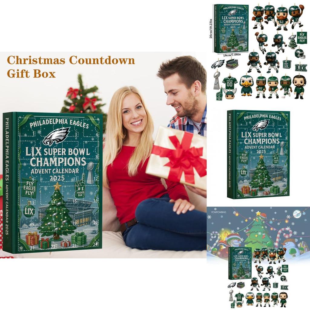 Calendar de Crăciun Philadelphia Eagles Cutie Oarbă Cu Ornamente Acrilice Pentru Cadouri de Petrecere de Sărbători