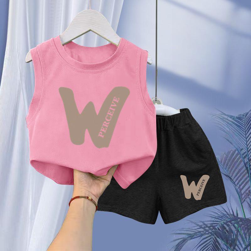Summer Children's Vest Boys and Girls Sleeveless T-shirt Top Cartoon Two-piece Set