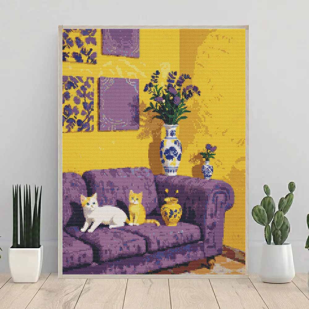 Diamond Painting Kits for Adults Cat Full Round Drill 5D Art Craft Wall Decor for Bedroom Living Room Home Decoration