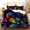 3pcs Colorful Rainbow Cat Bedding Psychedelic Cat Bedding Quilt Set Abstract Cat Themed Duvet Cover Set Bohemian Gifts for Kids