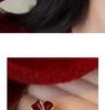 French retro red enamel lucky grass earrings with a feminine and high-end feel, age reducing earrings 925 silver needles