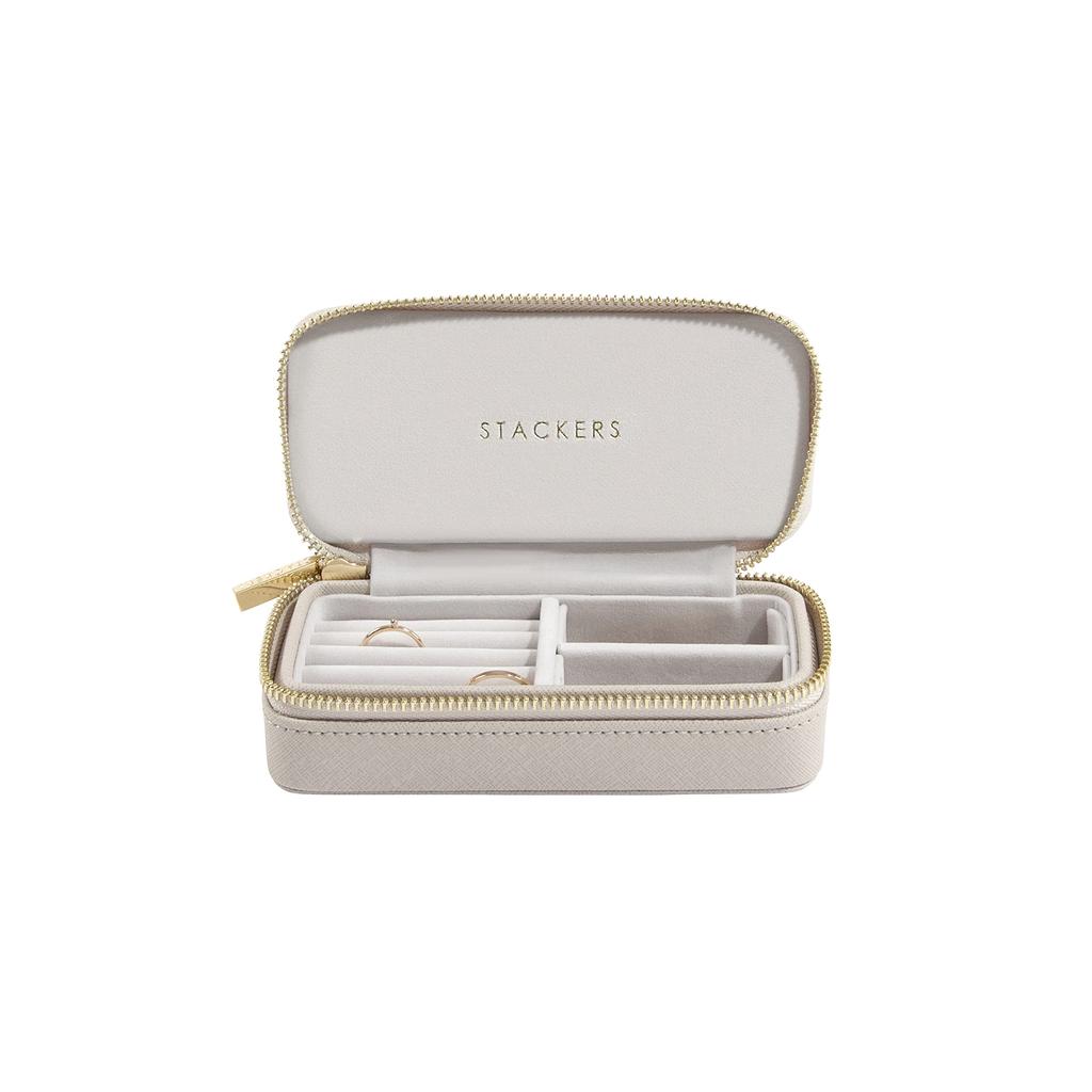 STACKERS LONDON Travel Jewelry Box, Portable Accessory Case, Size M (Greige)