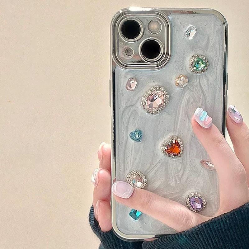 Three Dimensional Sparkling Gemstone Suitable For iPhone 13 Case 15 12 14 11 Pro Max All Inclusive Anti Fall Protective Cover
