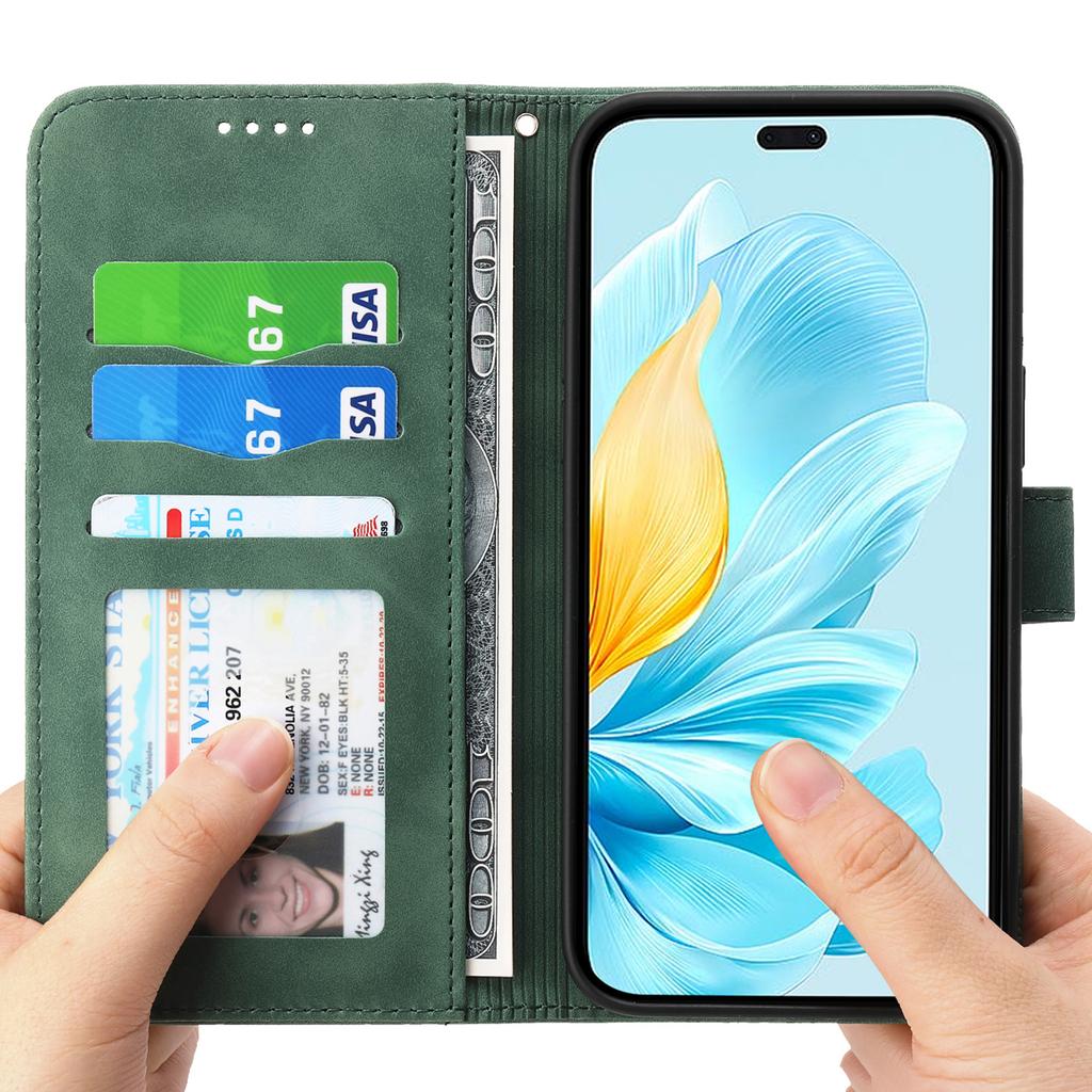 DIERFENG DF-03 For Honor 200 Lite Leather Case Lines Imprint Wallet Phone Cover