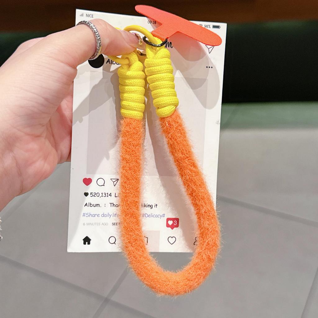 Colorful Plush Mobile Phone Wrist Lanyard with Single Buckle and Anti-Drop Feature