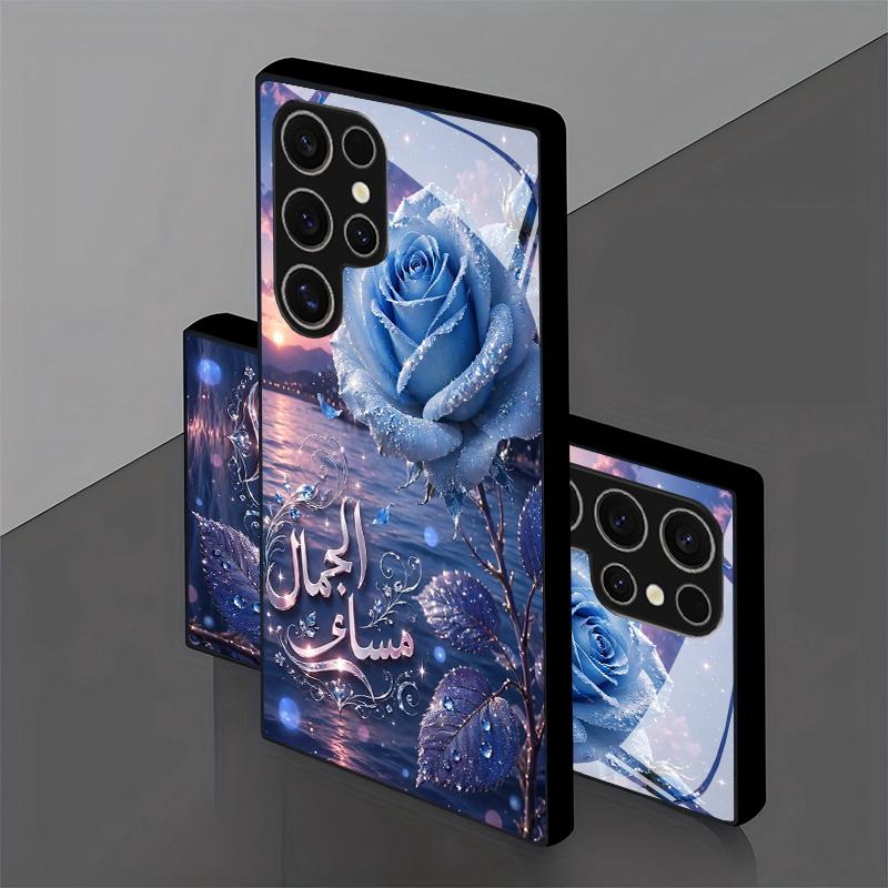 Blue Rose Evening Pattern 2D Phone Case for Samsung S26 S25 S24 S23 S22 S21 S20 A56 A55 A36 Tempered Glass Protective Cover