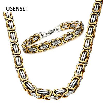 Set di Collane e Bracciali a Catena Bizantina in Acciaio Inossidabile da 4MM 5MM 6MM 8MM per Uomo Donna Catena Zirconi Regali Dichiarazione USENSET