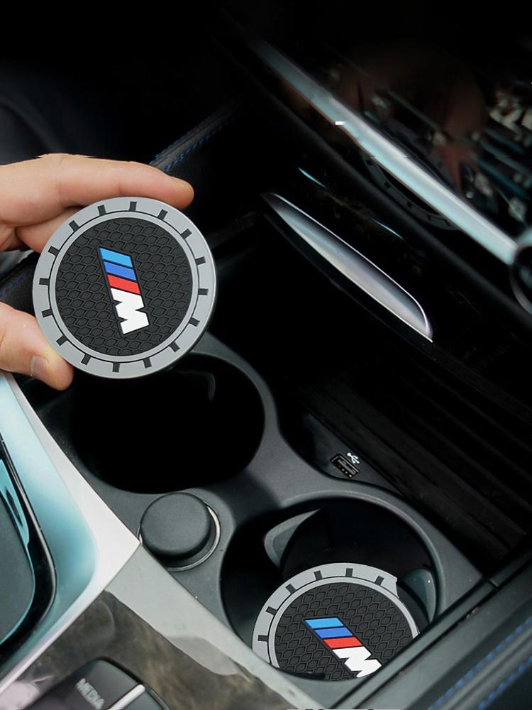 Heiß 2025 2 Stück Auto-Getränkehalter-Flaschenhalter Anti-Rutsch-Pad Wasserdichte Matte für BMW M E46 E39 E90 E36 E60 E34 E30 F30 G20 X1 X2 X3 X5