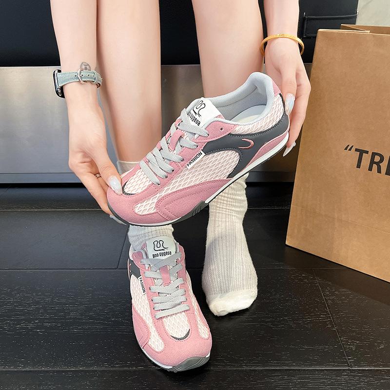 Retro mesh splicing contrasting color Dexun shoes women's 2025 new versatile soft-soled casual sports breathable Forrest Gump shoes