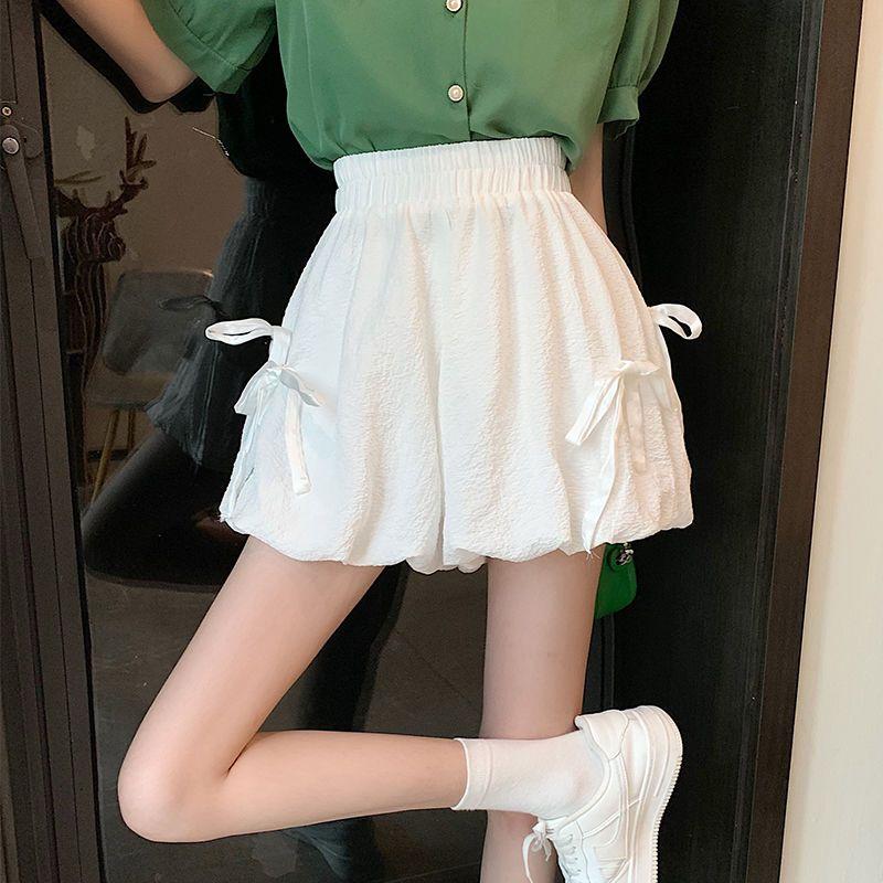 White Shorts Women's High Waisted Flower Bud Pants Summer Design Sense Niche Casual Pants for Wearing Outside