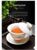 Kung Fu Mutton Fat Jade Gaiwan Teapot Set - Gold-Painted Luxury Tea Set