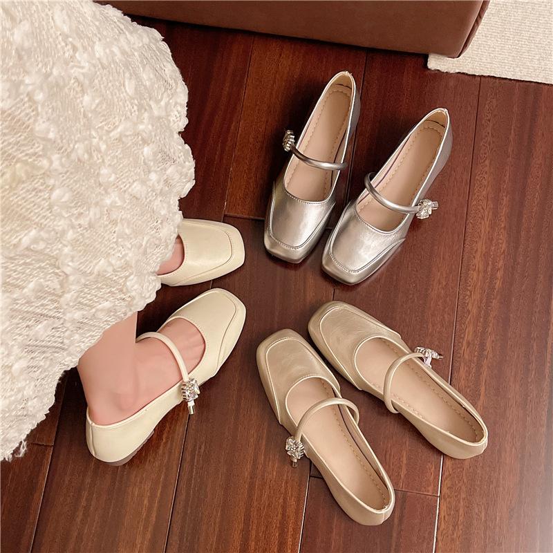 Autumn Low Temperament Mary Jane with Skirt Women's Shoes Single Shoes Women's 2025 New French Heel Flats Late Evening Wind Single Shoes