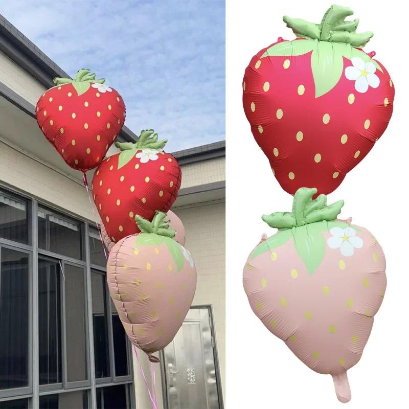 1pcs Strawberry Aluminum Film Balloon Birthday Party Sweet Girl Birthday Hawaiian I Love Strawberry Theme Party Decoration