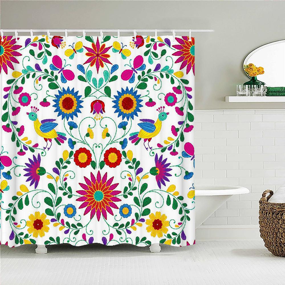 Kolorowy Tulipan Kwiaty Róży Drzewa Zasłona prysznicowa Zasłony Łazienkowe Natura Kwiat Wodoodporna Tkanina Polieste Wanna Wystrój Domu