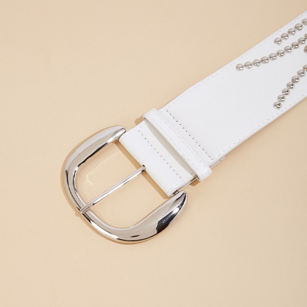 Y2K Rivet Wide Belt Harajuku Pin Buckle Waistband Fashion Waist Strap  For Women