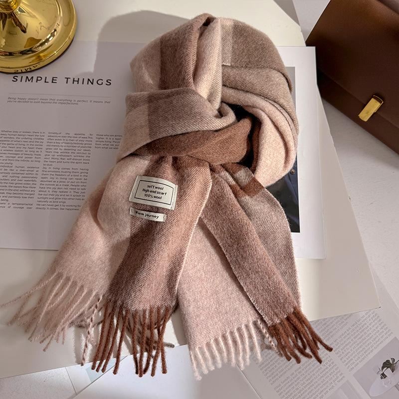 Wool  Women Scarf Luxury Cashmere Winter Blanket Wraps Casual Plaid Print Pashmina Bufanda Travel Poncho Stoles Echarpe