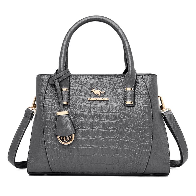 Women's Bag New Crocodile Pattern Middle Aged Women's Bag Korean Edition Simple Shoulder Bag Fashionable and Magnificent Handheld Mom's Bag Trendy