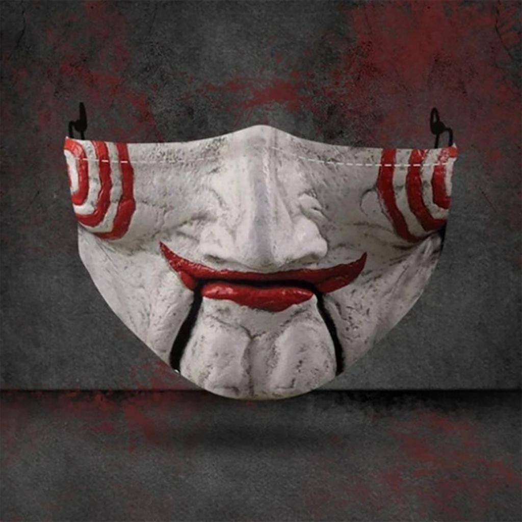 Adult Halloween Half Face Mask Cotton Fabric Adjustable Ear Loops Reusable Breathable Cover for Costume Party and Outdoor Use