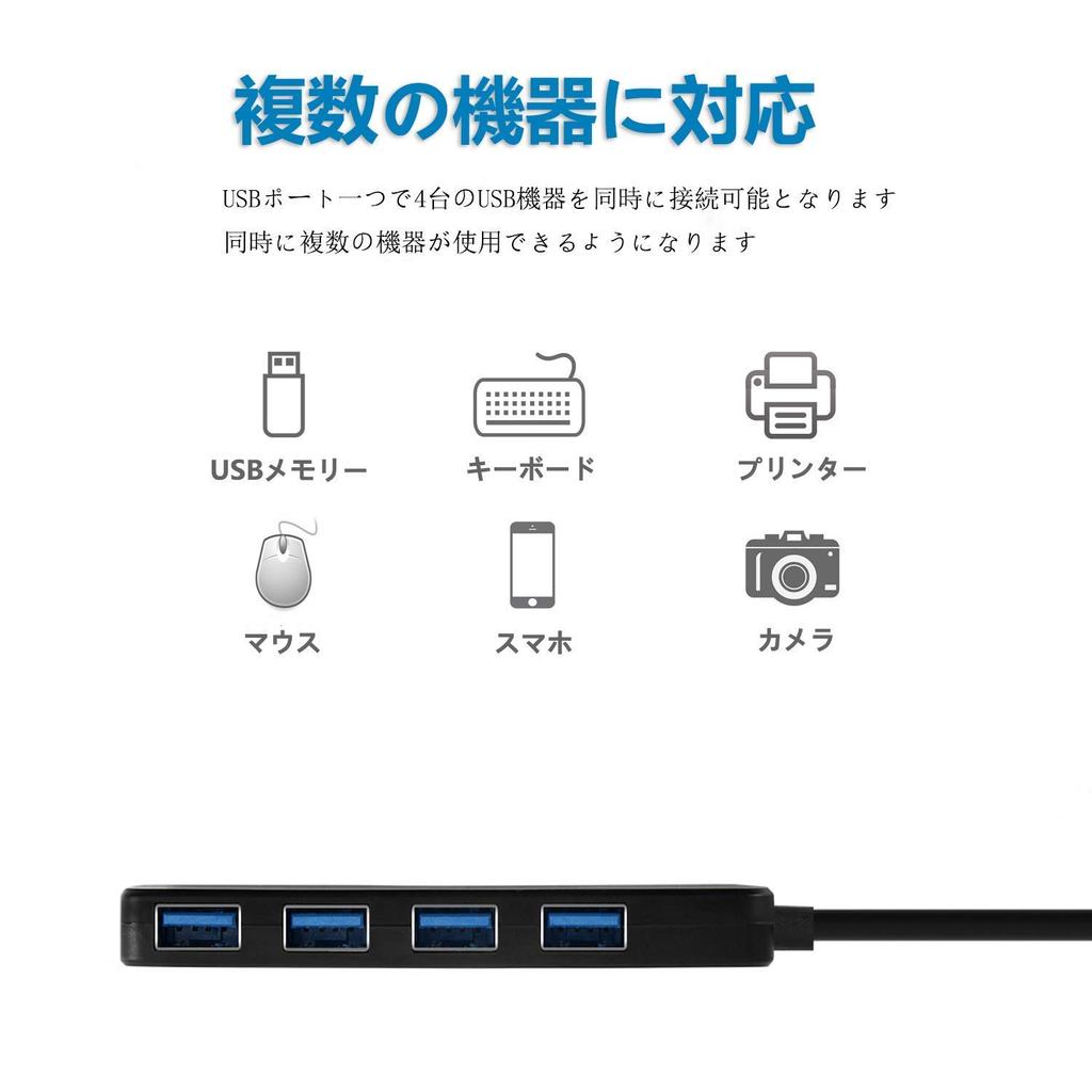 USB with MicroUSB Power Compatible with Windows and 4-Port 3.0 High-Speed Hub, 5Gbps, Supply, Bus-Powered, Mac, Black.