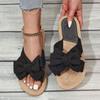 Outdoor Large Size One-character Women's Hemp Rope Bottom Large Flower Fashion Casual Outer Wear Flat Slippers