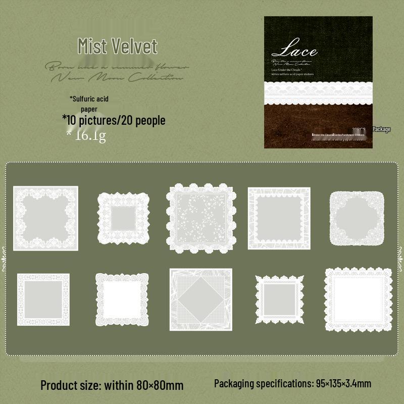 Ketchup Girl White Ink Lace Stickers: Under the Clouds DIY Journal Decoration