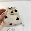 Champagne Love Drawstring Storage Bag Literary Style Polyester Vintage Drawstring Pocket Coin Purse Pull Rope Pouch Case