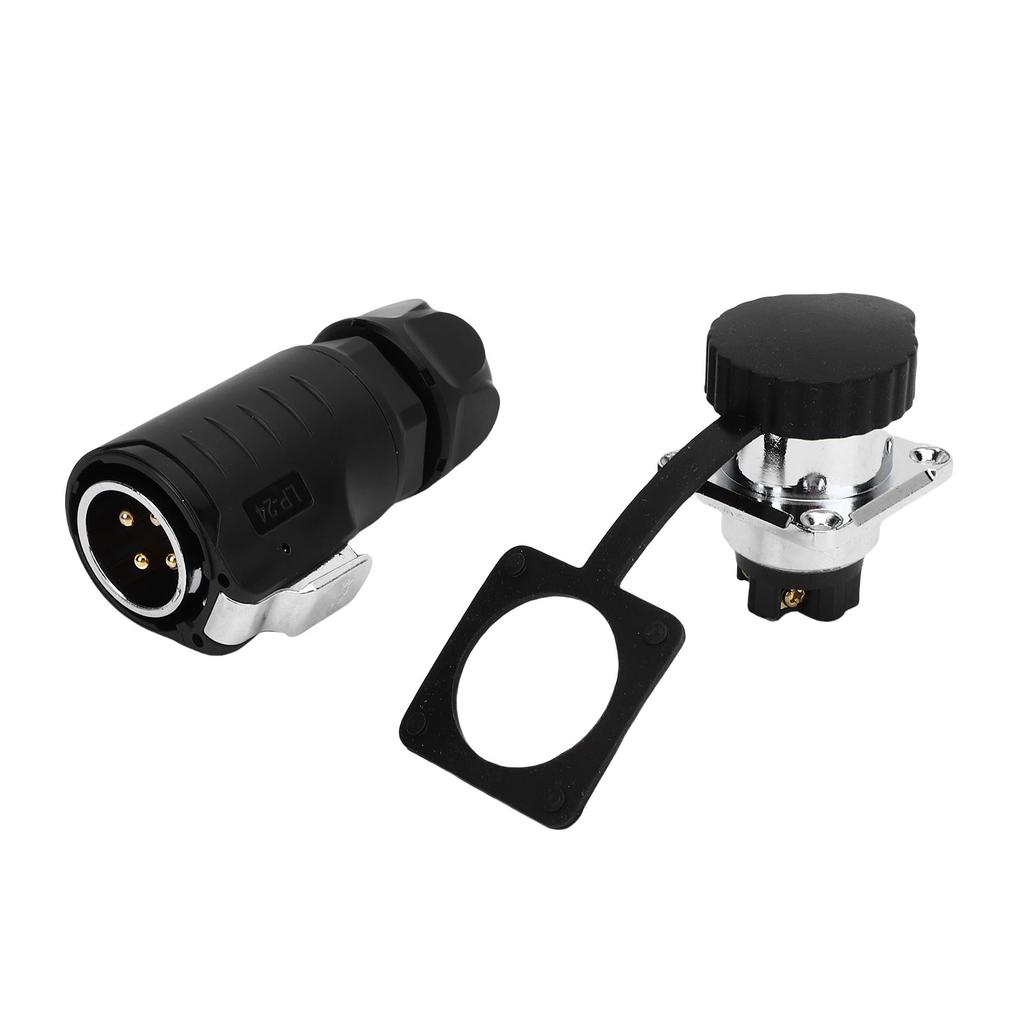 25A 4 Pin Pin and Socket IP68 Male and Female Aviation Wire Connector with   Flange Seat, Industrial Water Proof Connector, Function
