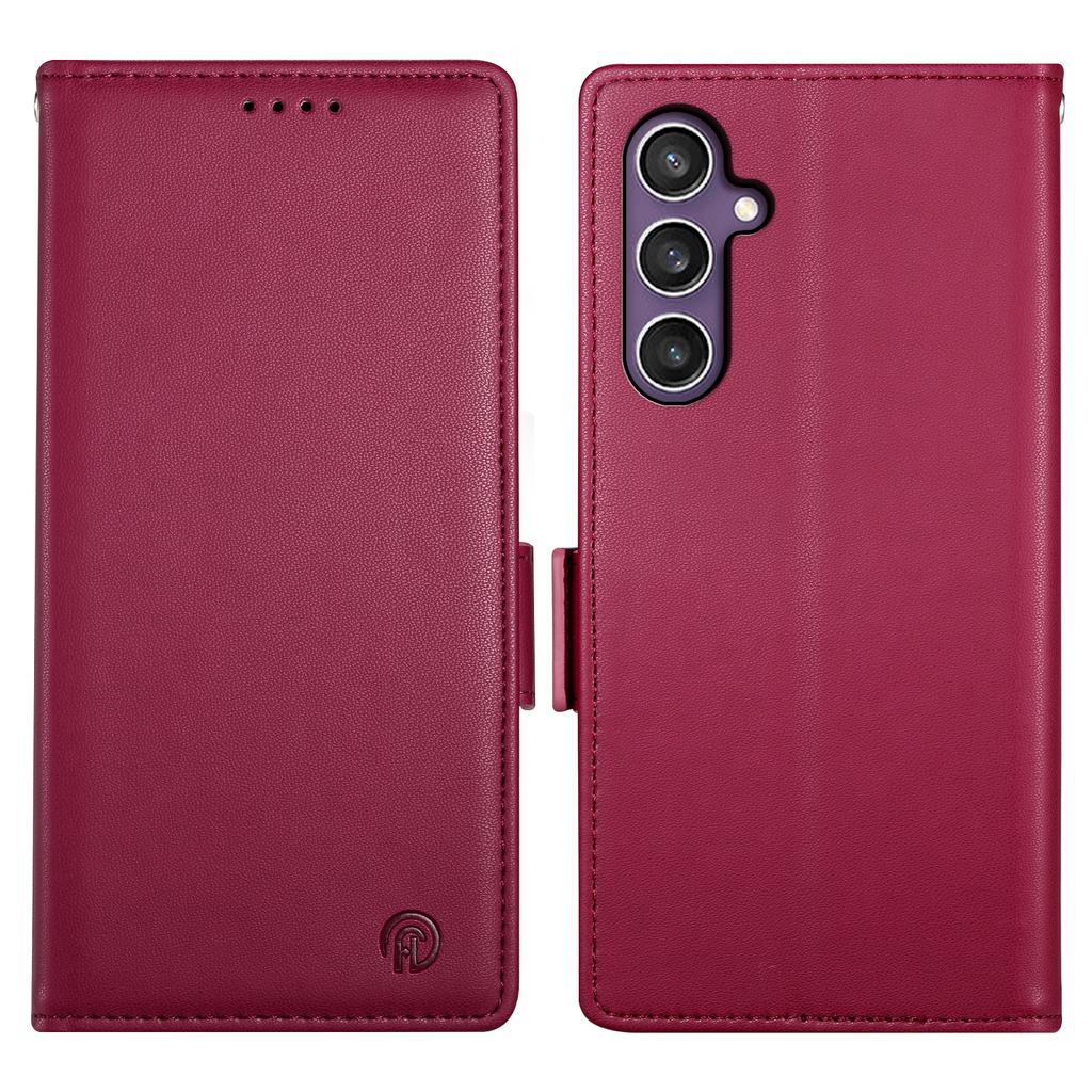 DF-010 For Samsung Galaxy S24+ Wallet Case Leather Phone Cover Side Magnetic Clasps