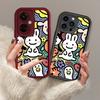Modne etui z nadrukiem kreskówkowych białych królików, elastyczna miękka silikonowa obudowa TPU, pełna osłona tylna na iPhone'a Samsunga