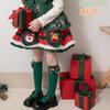 Green New Year Red Socks Cotton Children Long Socks Casual Bow Hosiery for Kids  Winter
