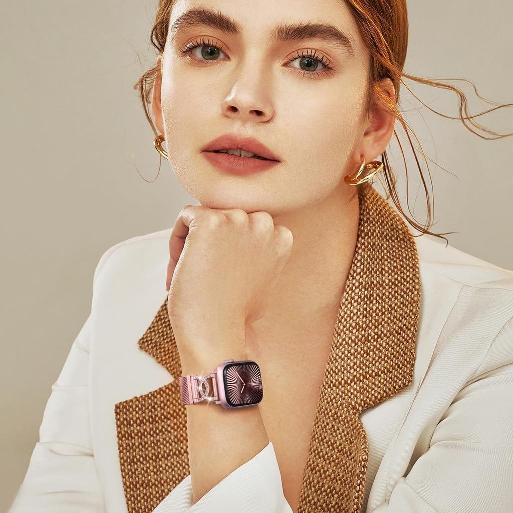 Watch Band For Apple Watch Series 10 9 8 7 SE 6 5 4 3 2 1 42mm 41mm 40mm 38mm DC-Shape Rhinestones Magnetic Clasp Stainless Steel Strap