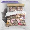 3pcs Pusheeen Design Cover Set - HD Printed Bedding with 1 Cover and 2 Pillowcases - Perfect for Home and Dorm Decor