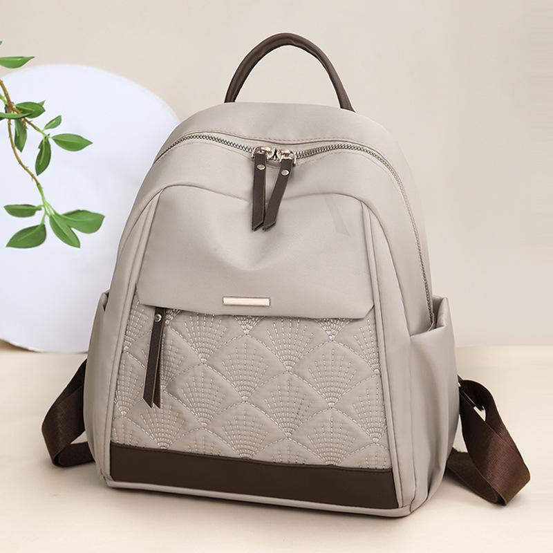 Large-capacity Diamond-pattern Embroidery Backpack, Vintage Student Bag, Shoulder Bag, Water-resistant Bag
