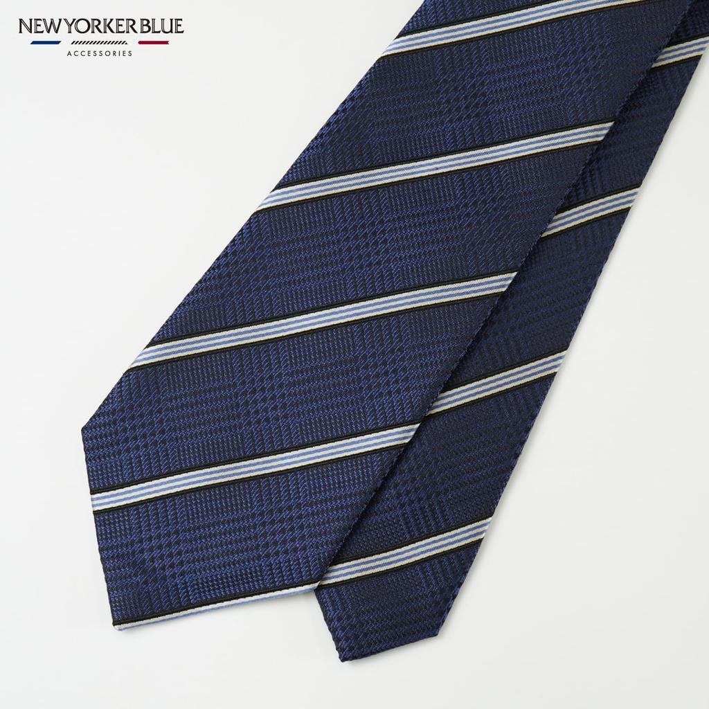[New Yorker Blue] Striped (Glen Check Pattern) Necktie NB922514 Navy